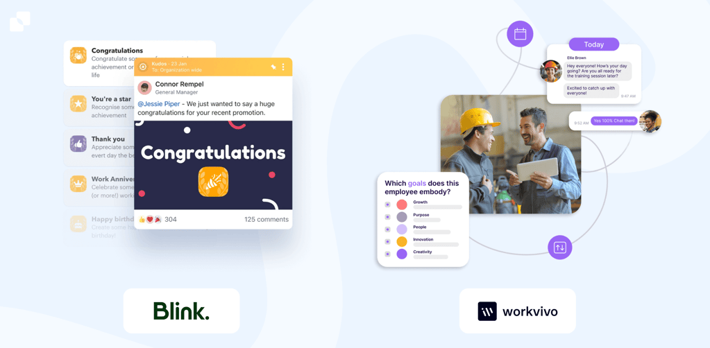 kudos and shoutouts on Blink and Workvivo platforms