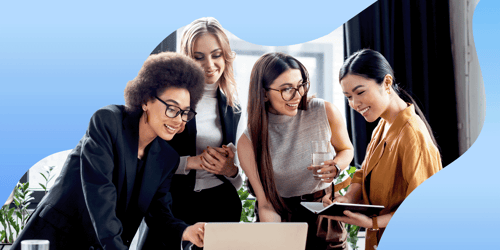 happy business women working together in the office