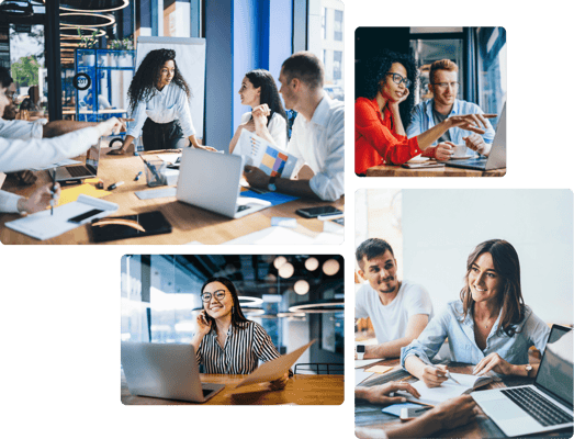 business professionals in a work setting discussing employee experience