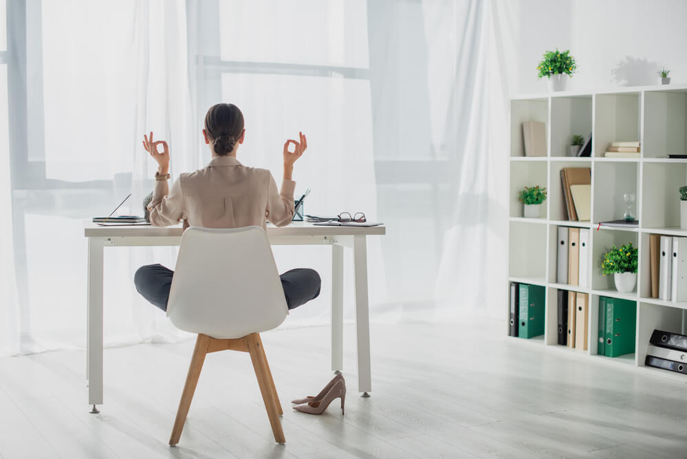 employee doing meditation