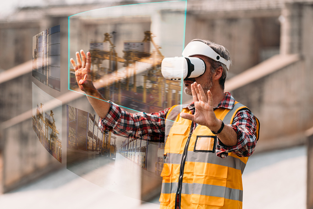 man working in construction in metaverse