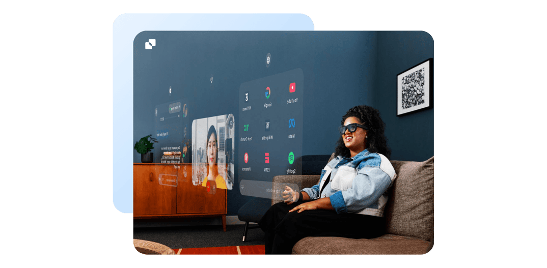 woman wearing AR glasses