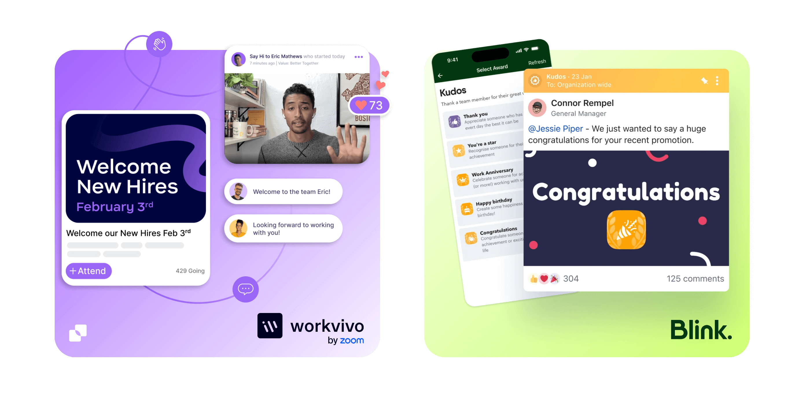 Workvivo and Blink engagement features