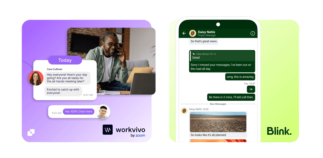 Workvivo and Blink instant messaging