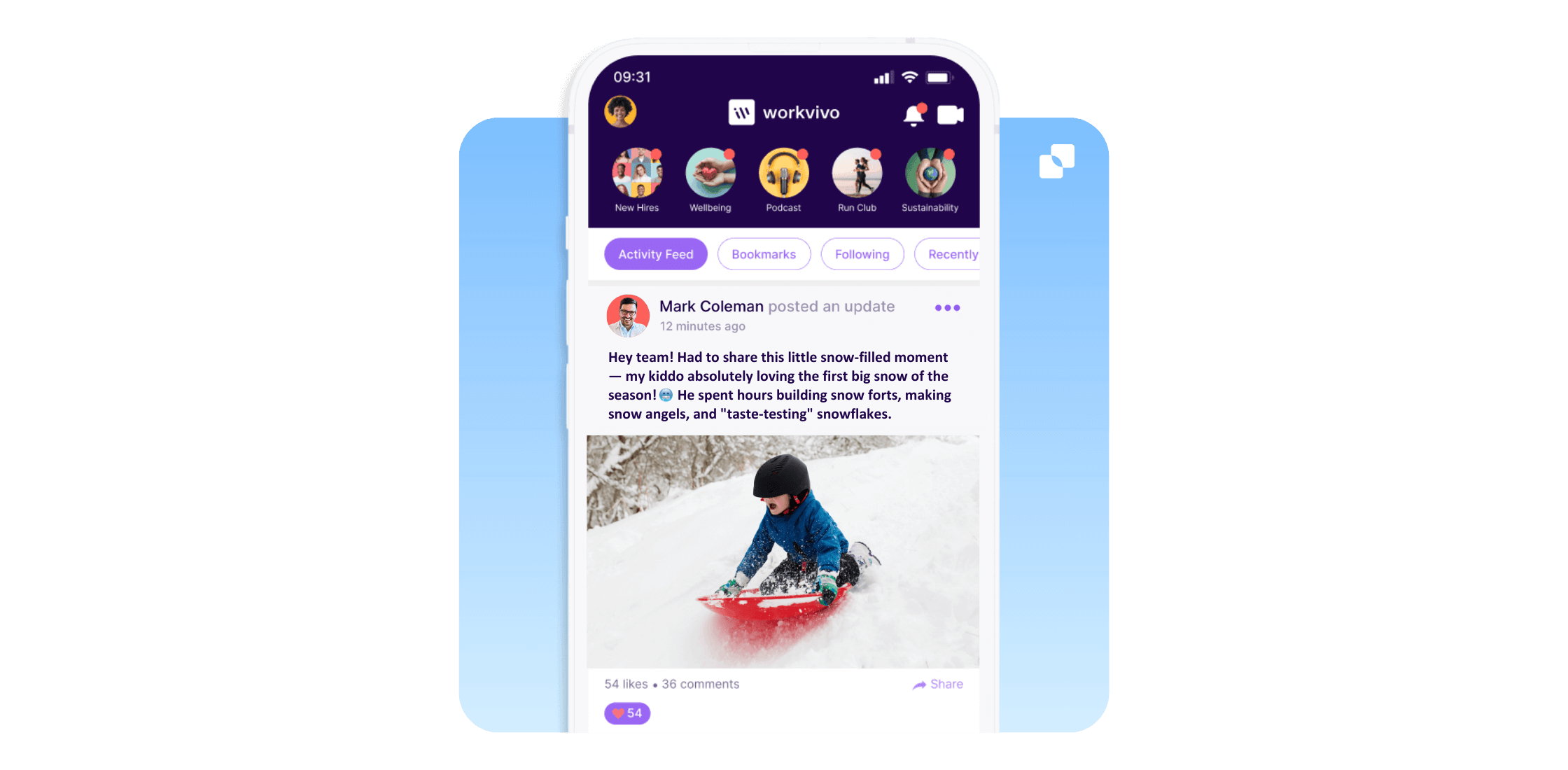 snow photos being shared on Workvivo