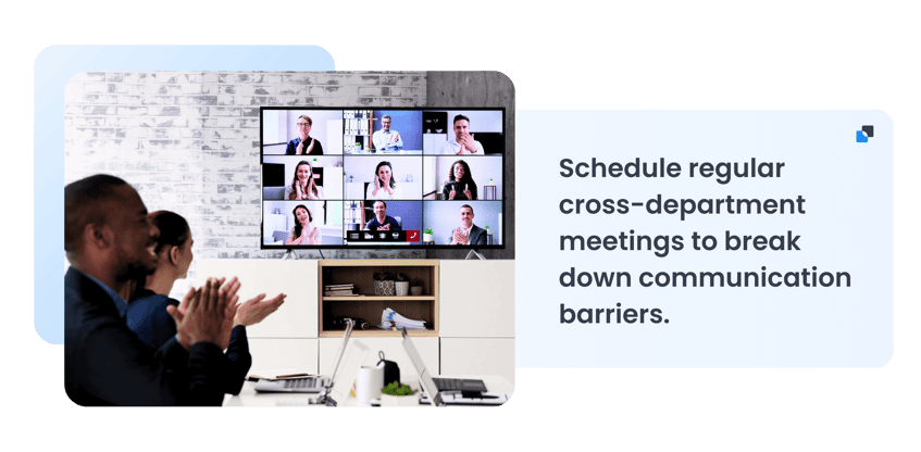 team members in an in person and virtual meeting collaborating together