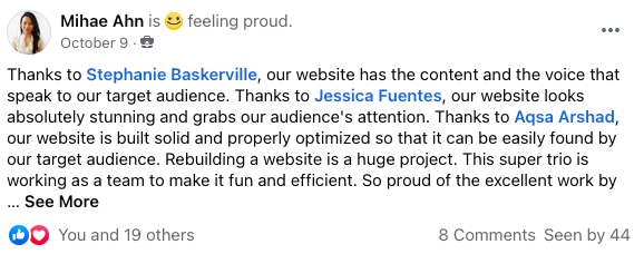 workplace from facebook internal kudos 
