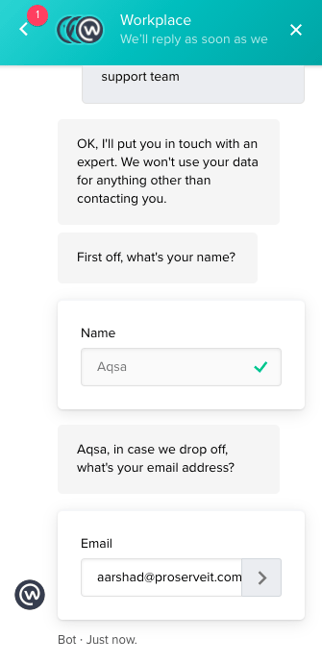 workplace from facebook chatbot