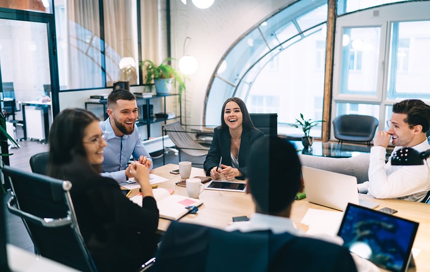 Happy employees meeting