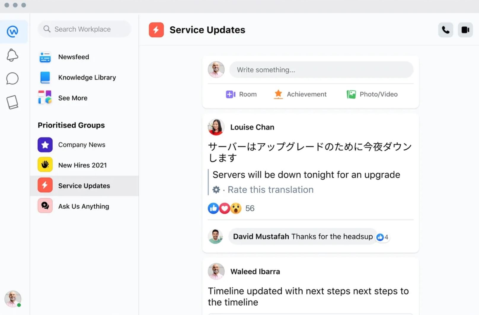 auto translate in workplace from meta