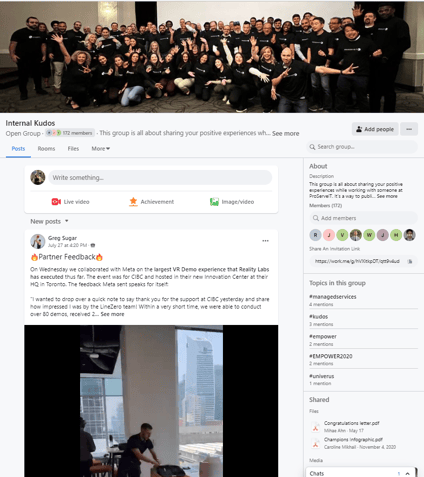 recognition groups screenshots on our workplace