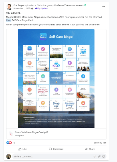 example workplace from meta mental health