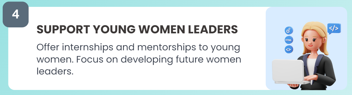 banner explaining the importance ofSupport young woman leaders 
