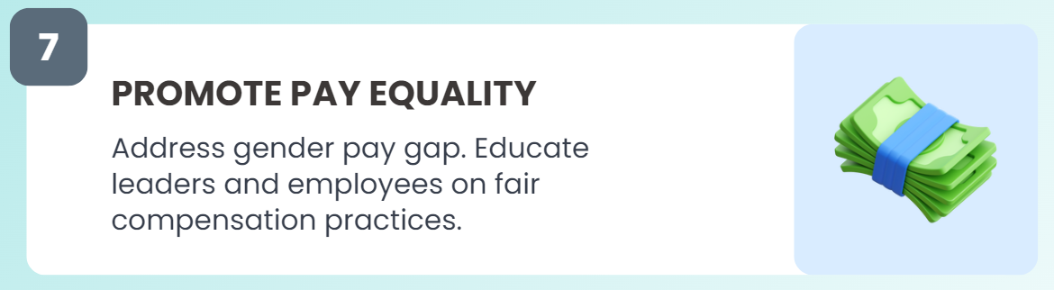 banner explaining why promote pay equality will address gender equality