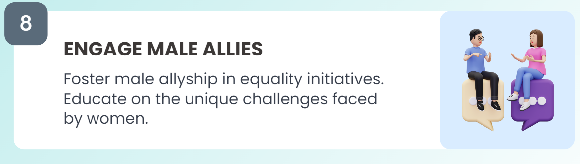 banner explaining why is it important to engage male allies to foster an equal environment at work