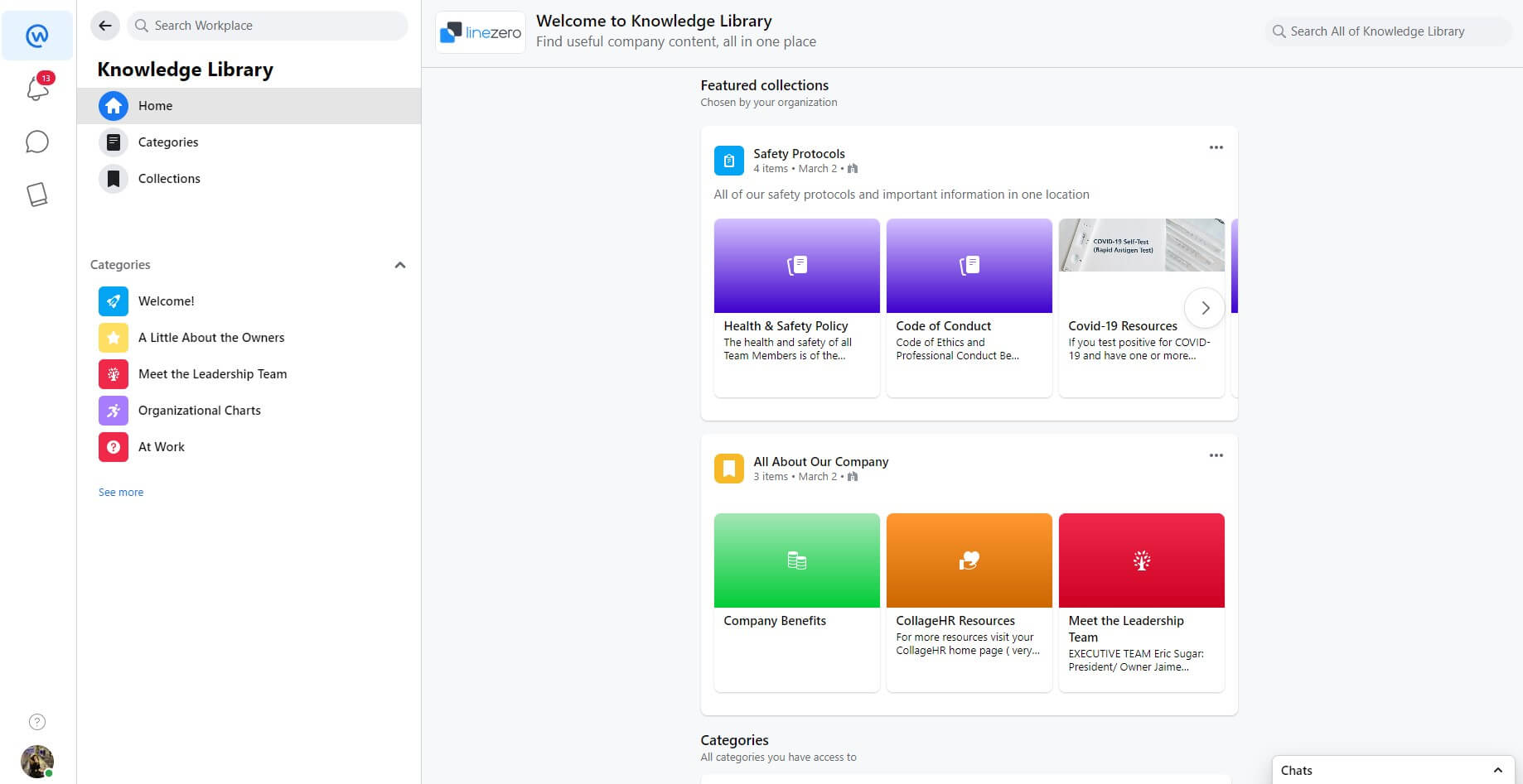 Example of Knowledge Library in Workplace from Meta