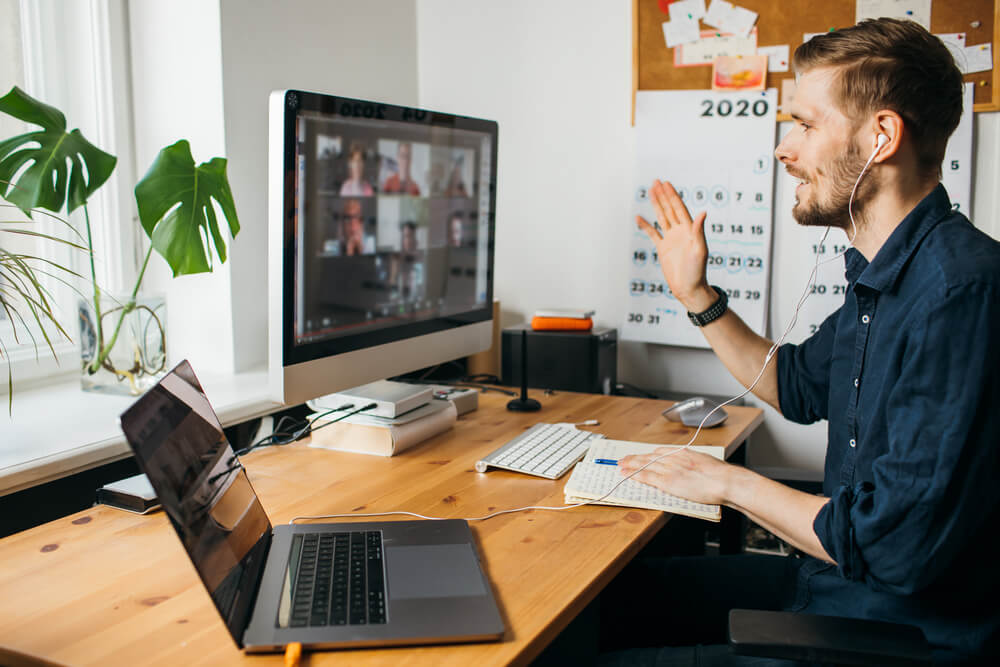 leader remote working having a meeting