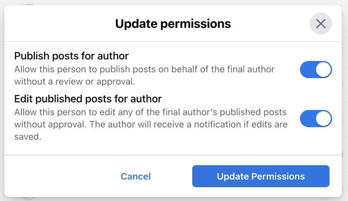 update permissions on workplace from meta